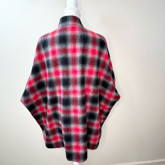 Eddie Bauer Sonoma Plaid Wool Blend Cape Poncho Sweater Large - Picture 5 of 10